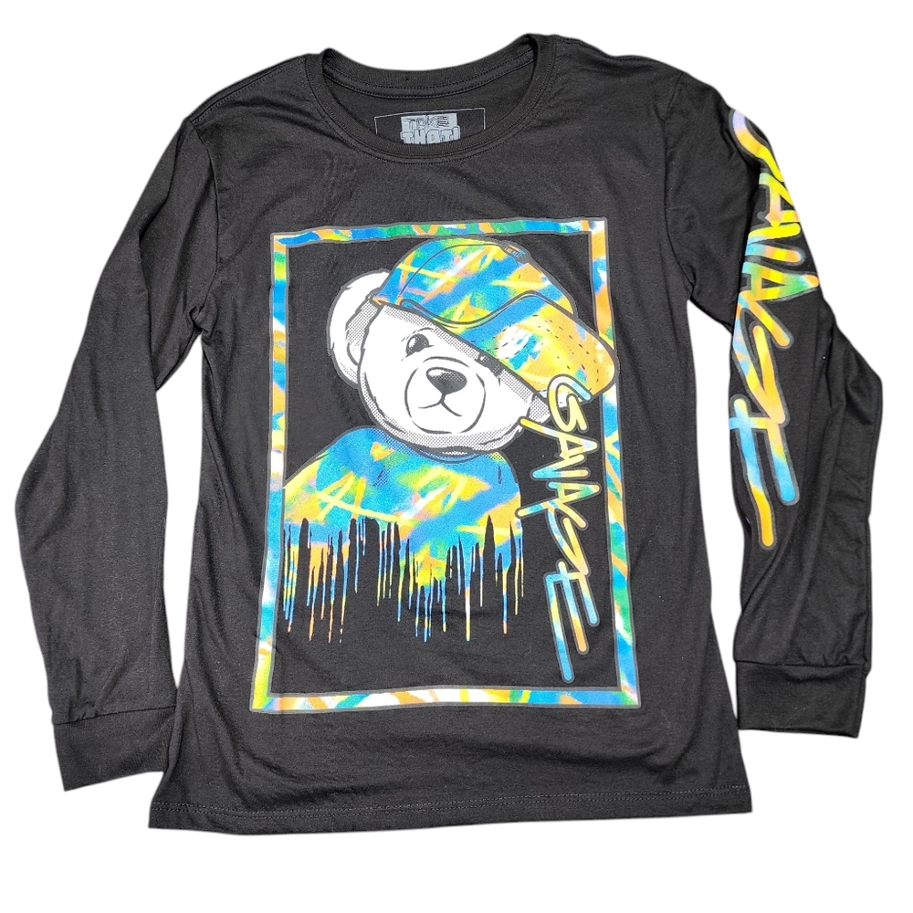 Hustle Savage Bear Long Sleeve Shirt Youth Large 14/16 Street Wear